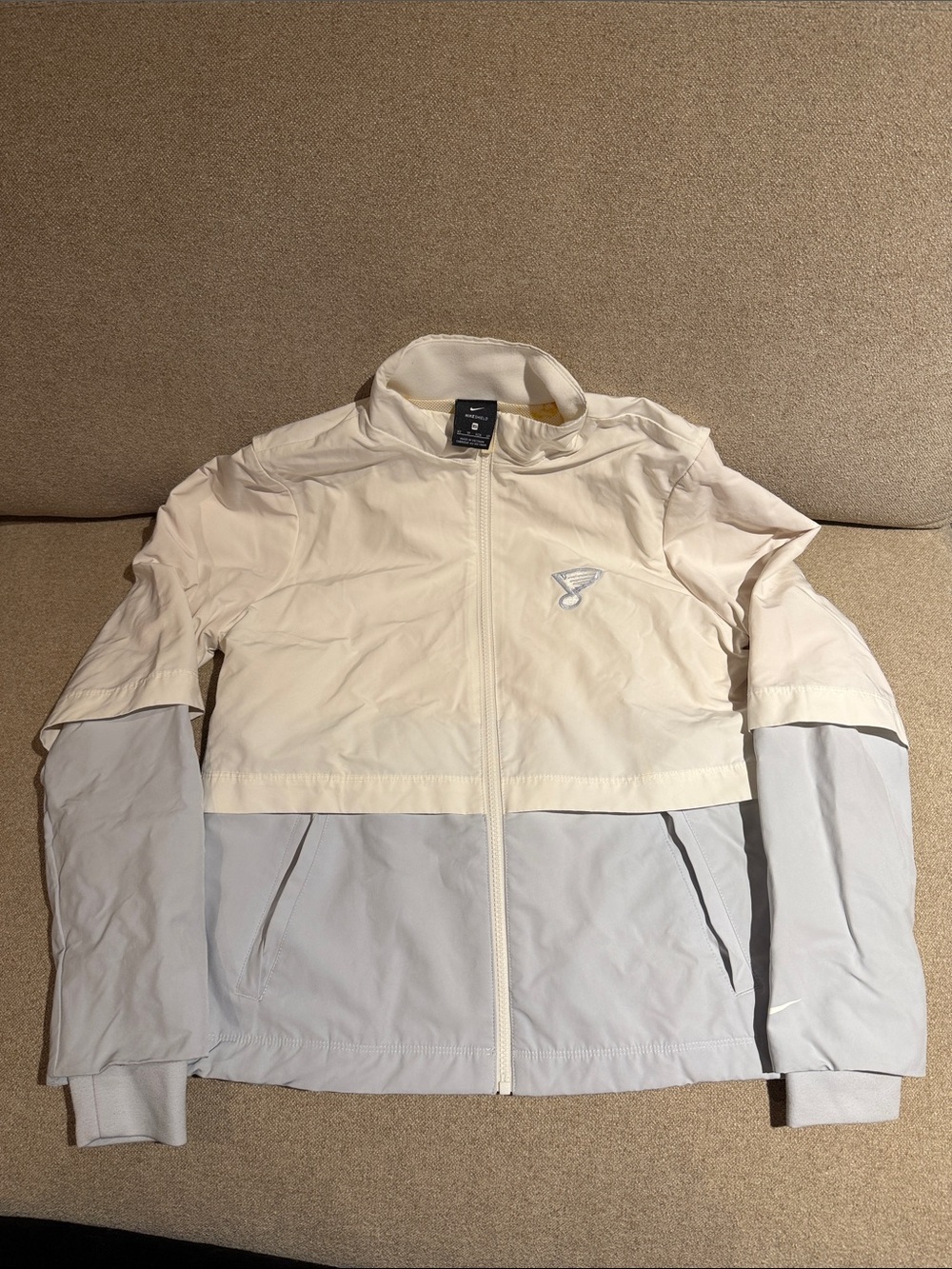 Nike Shield St. Louis Blues Two-Tone Cream & Light Gray Track Jacket